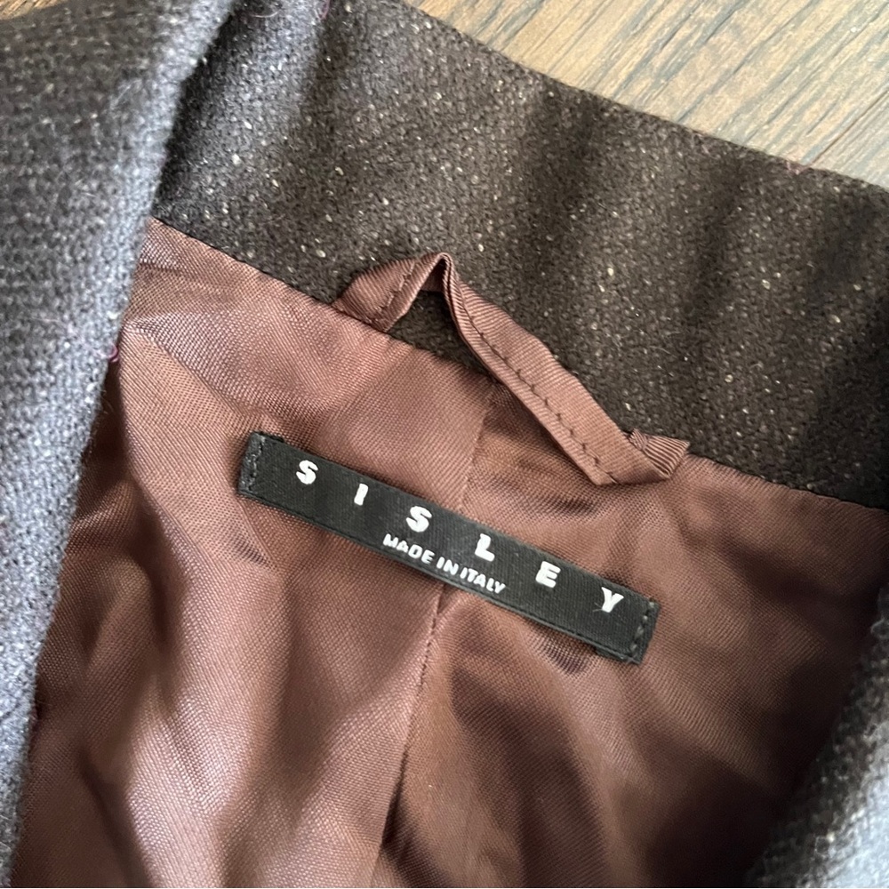 SISLEY brown tweed belted tailored blazer - Picture 11 of 13